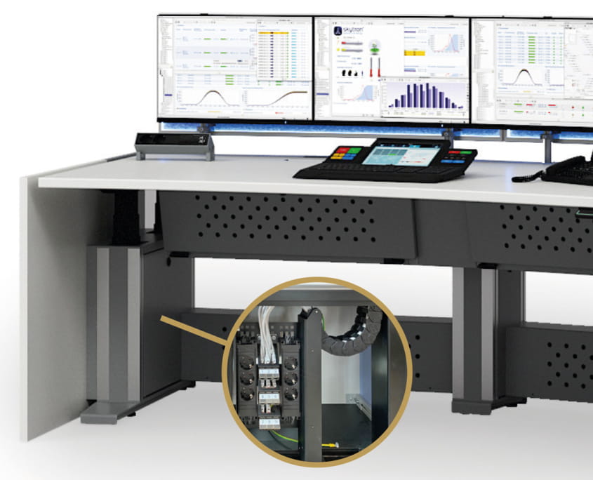 Leitstellentisch ControlDesk Hubsäulencontainer vom Hersteller Xecuris