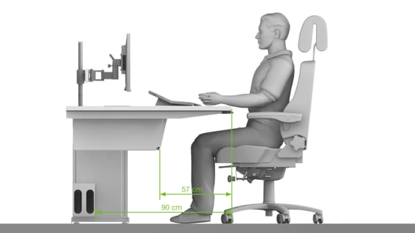 Leitstellentisch ControlDesk ONE 4 - Darstellung der Beinfreiheit