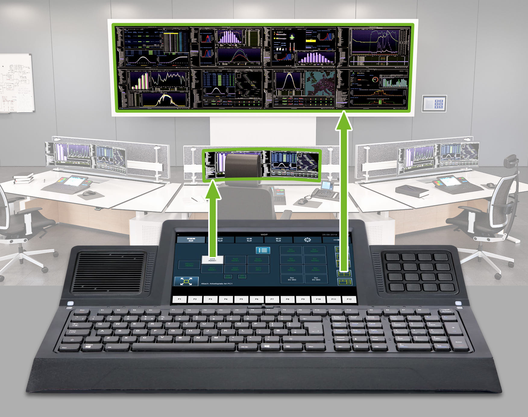 Leitstandtechnik: KVM-System zentrale Steuerung mit Tastatur