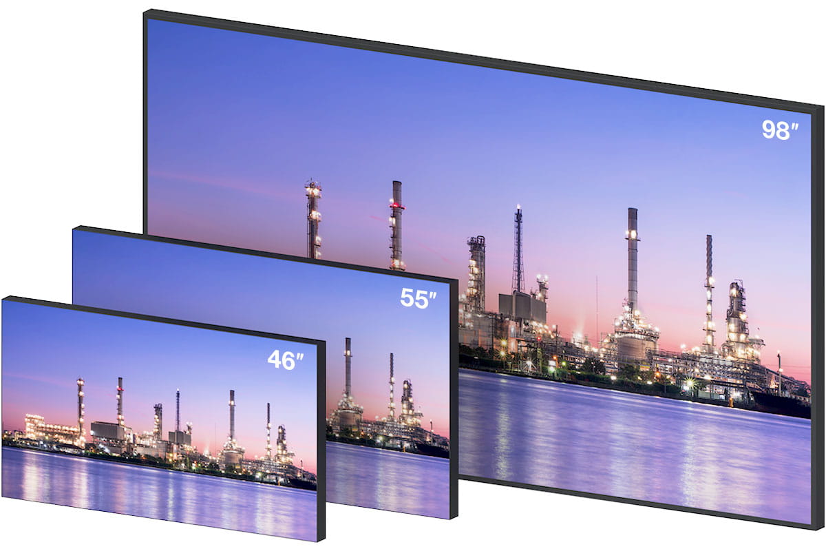 Leitstandtechnik: 24/7 LCD Displays für Leitstand und Leitwarte Grössenvergleich